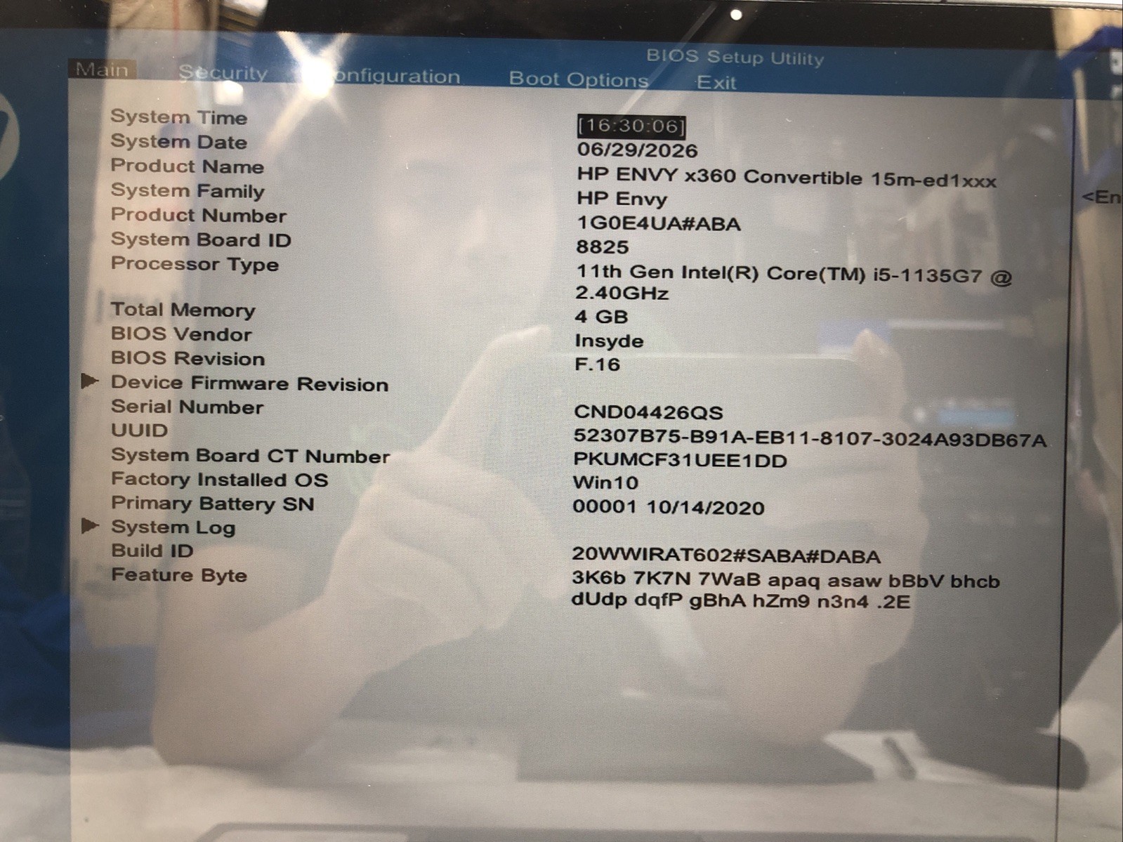HP Envy x360 15-ed1xxx, Intel Core i5-1135G7 @2.40Ghz, 4GB RAM, NO SSD/OS,