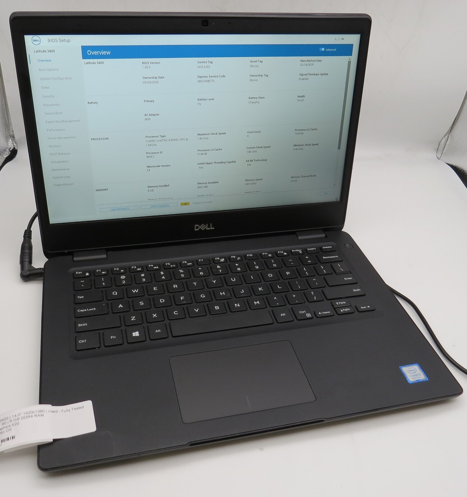 Dell Latitude 3400-14″-i5-8265U@1.60GHz-8GB DDR4 RAM-NO STORAGE/OS *READ*