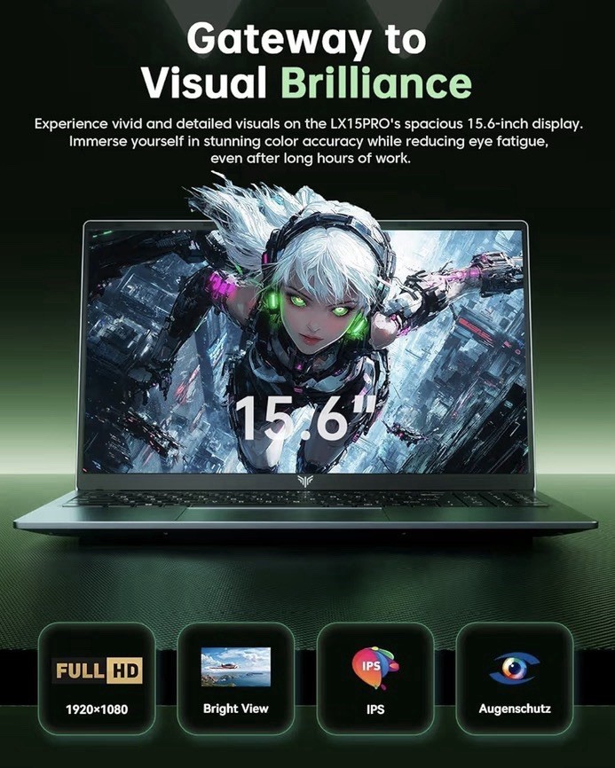 LX15PRO 15.6″ Laptop AMD Ryzen 7 5700U 16GB RAM 512GB SSD Windows 11