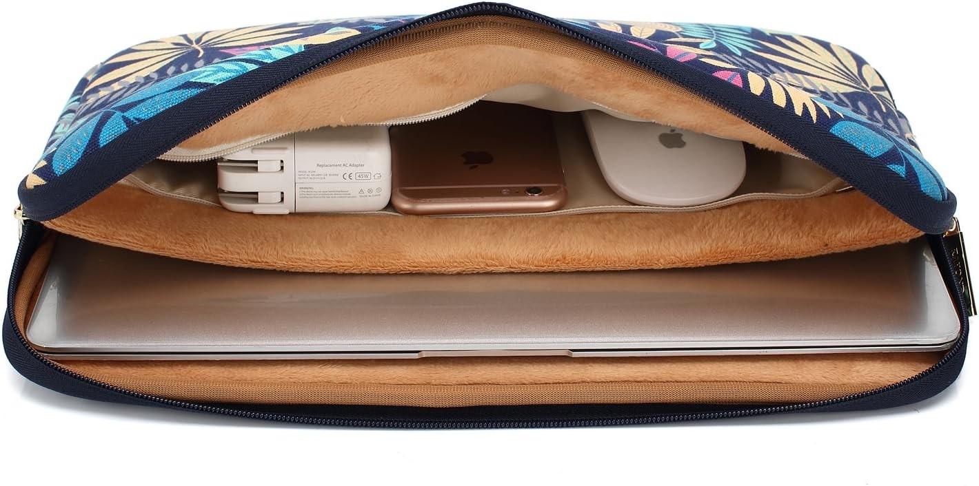 Canvas Water-Resistant 15.6-17 Inch Laptop Sleeve Case Bag, 17 Inches, Forest Se