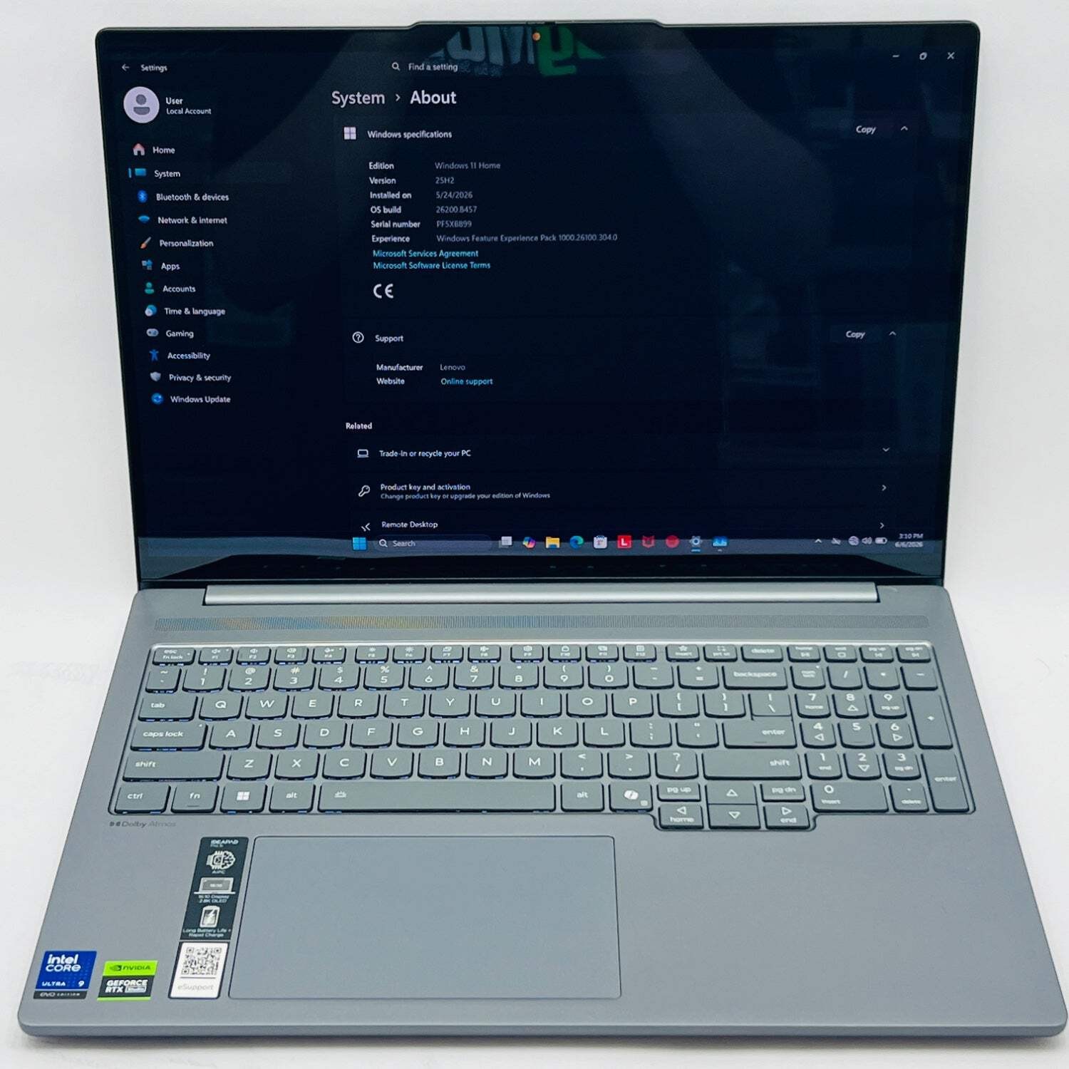 Lenovo Ideapad Pro 5 16IAH10 Core Ultra 9 285H 2.9GHz 32GB RAM 1TB RTX 5050