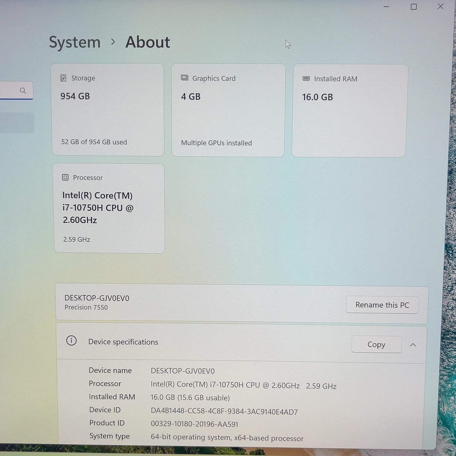 Dell Precision 7550 15.6″ i7-10750H 2.6GHz 16GB RAM 1TB SSD Quadro T2000