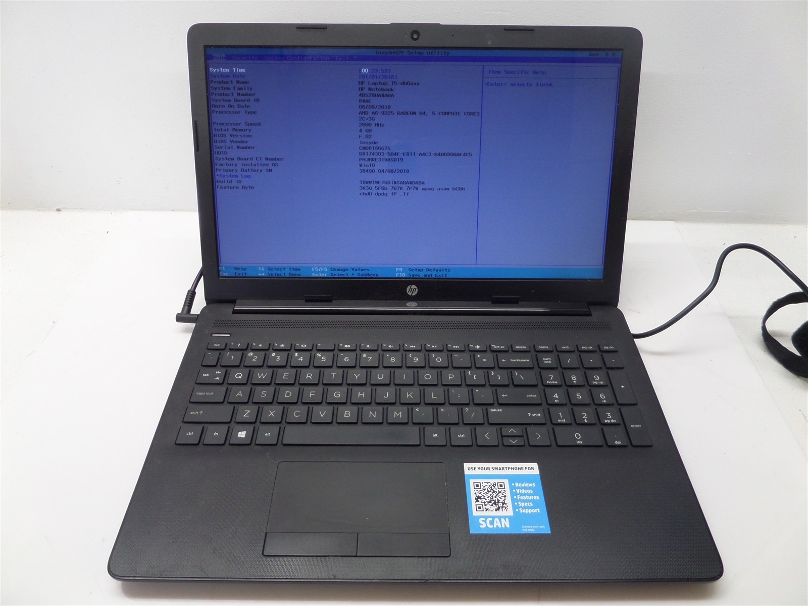 HP 15-db0011dx 15.6″ Laptop w/ AMD A6-9225 2.6GHz CPU 4GB RAM – No HDD/OS