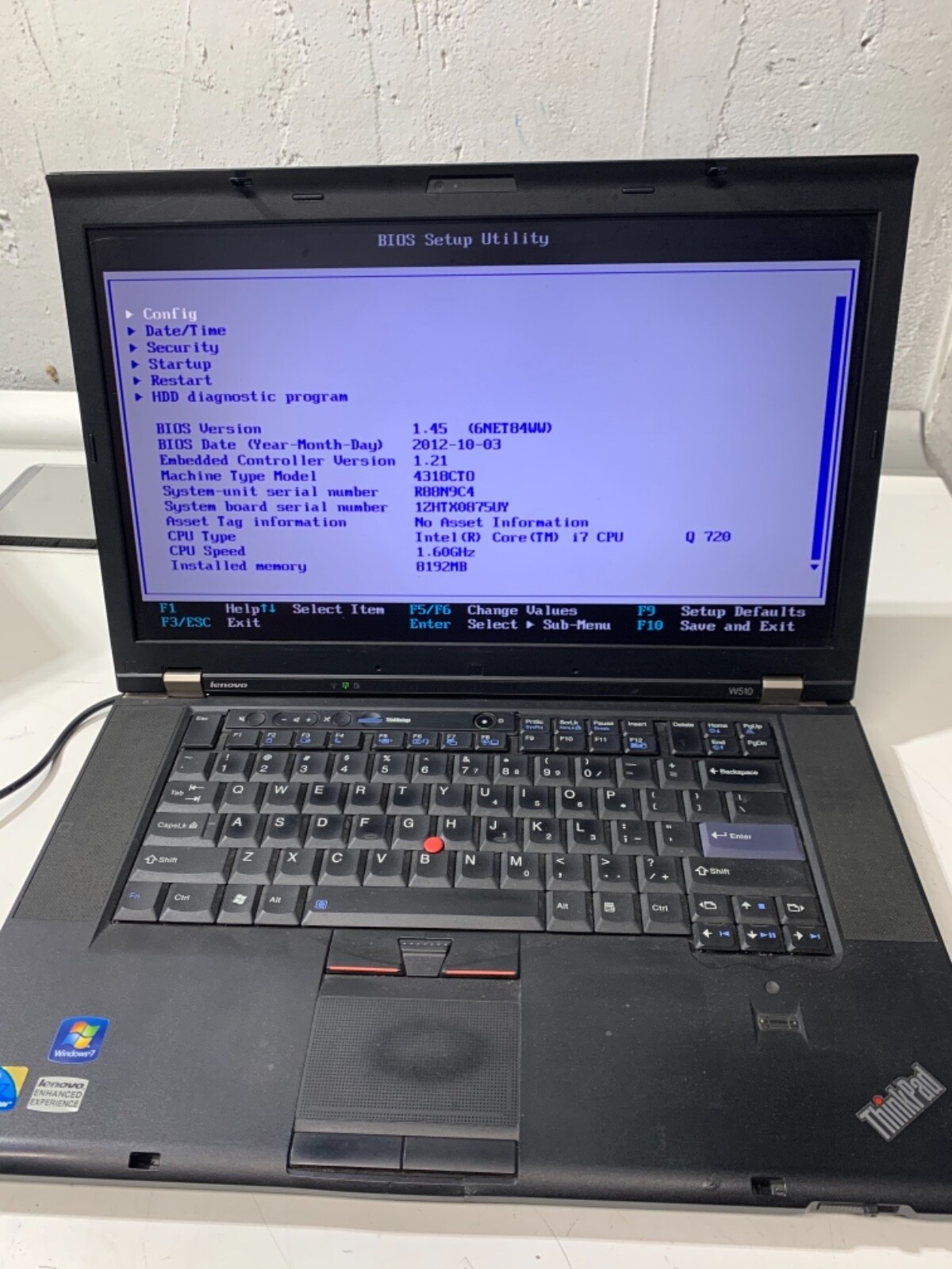 Lenovo ThinkPad W510 Core i7-Q720 15.6” laptop
