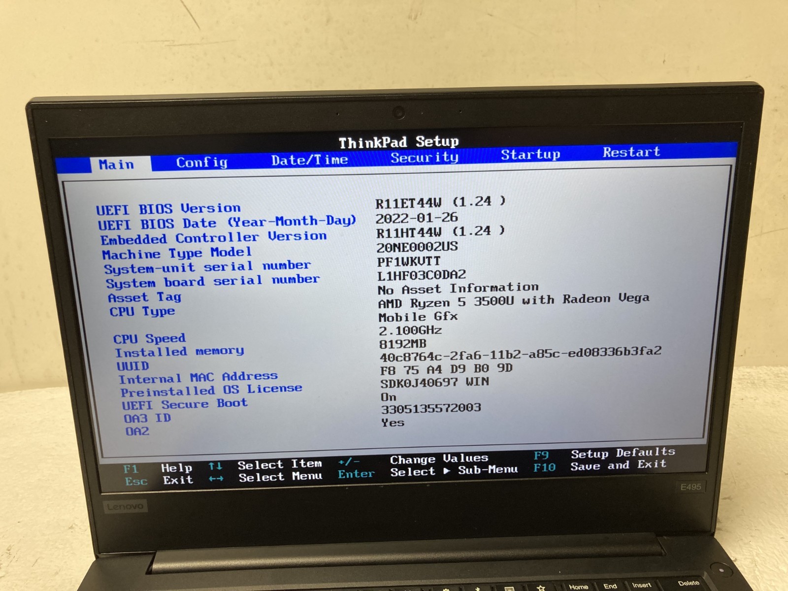 Lenovo ThinkPad E495 AMD Ryzen 5 3500U @2.10GHz 8GB RAM NO SSD Parts *READ