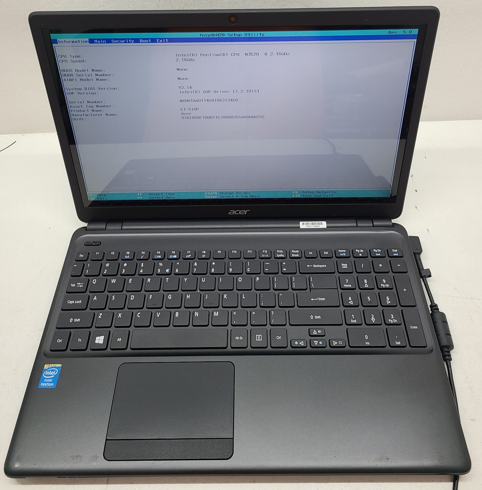 Acer Aspire E1-510P-4637 15.6″ Laptop Intel Pentium N3520 8GB RAM NO HD/OS (FL)
