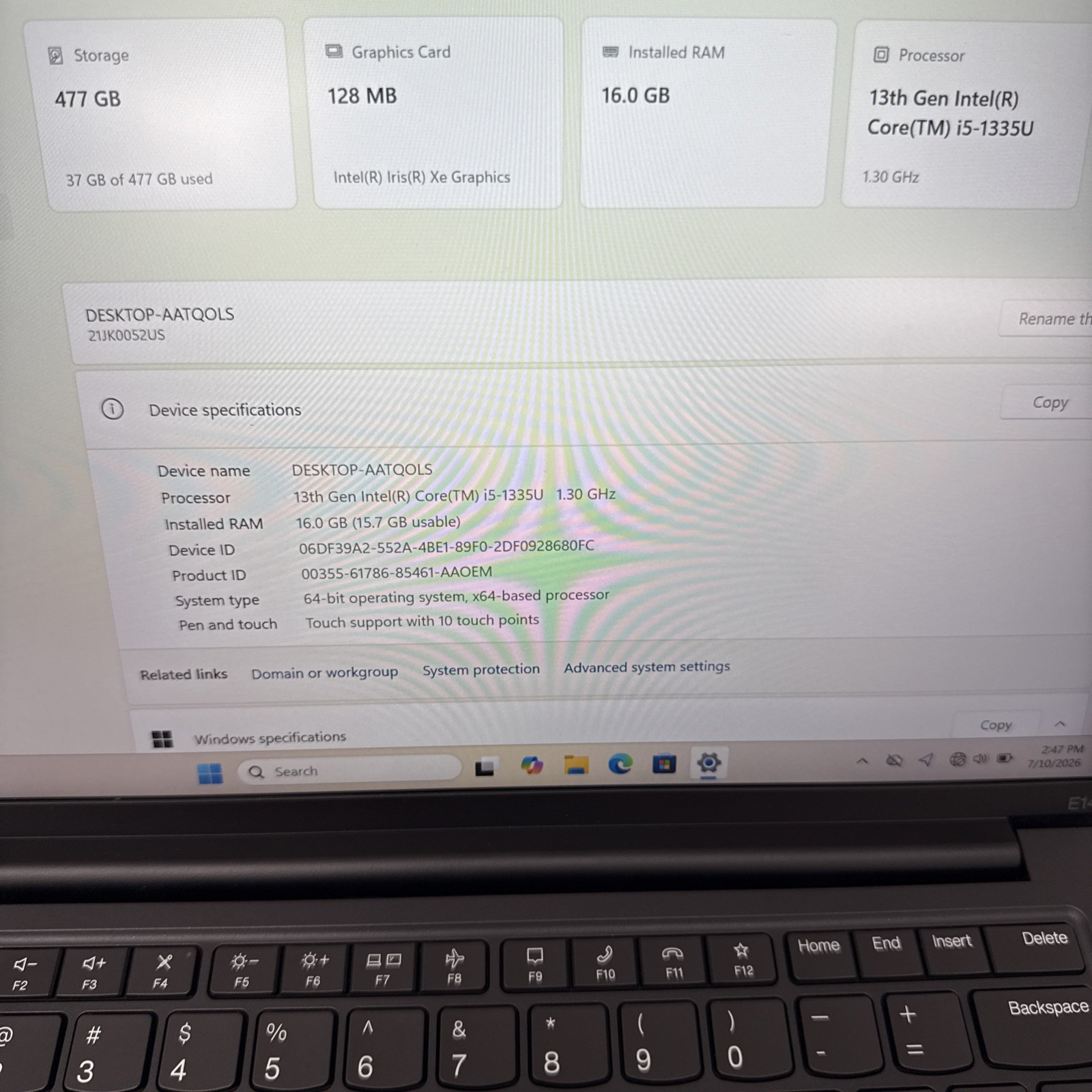 Lenovo ThinkPad E14 Gen 5 14-inch Touchscreen – Intel Core i5-1335U 16GB 512GB