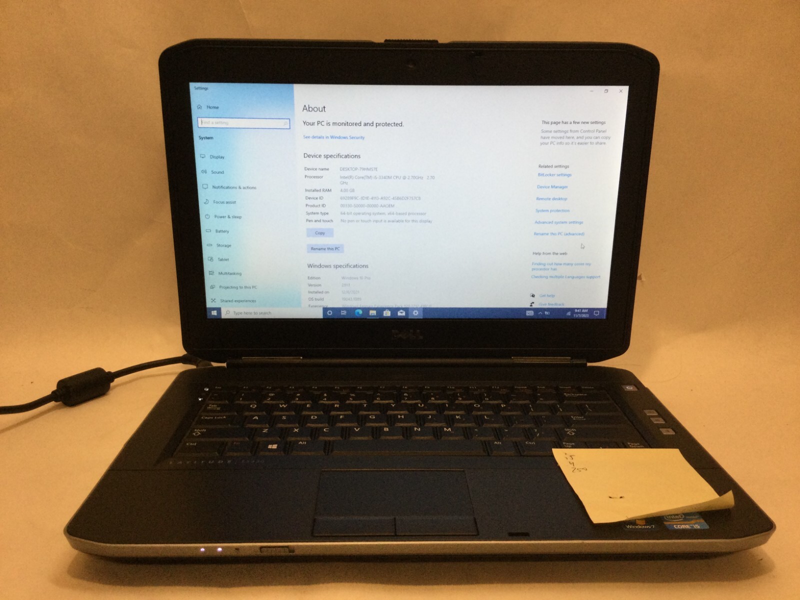 Dell Latitude E5430 / Intel Core i5-3340M / Win 10 Home / C-GRADE W/ ADAPTER!