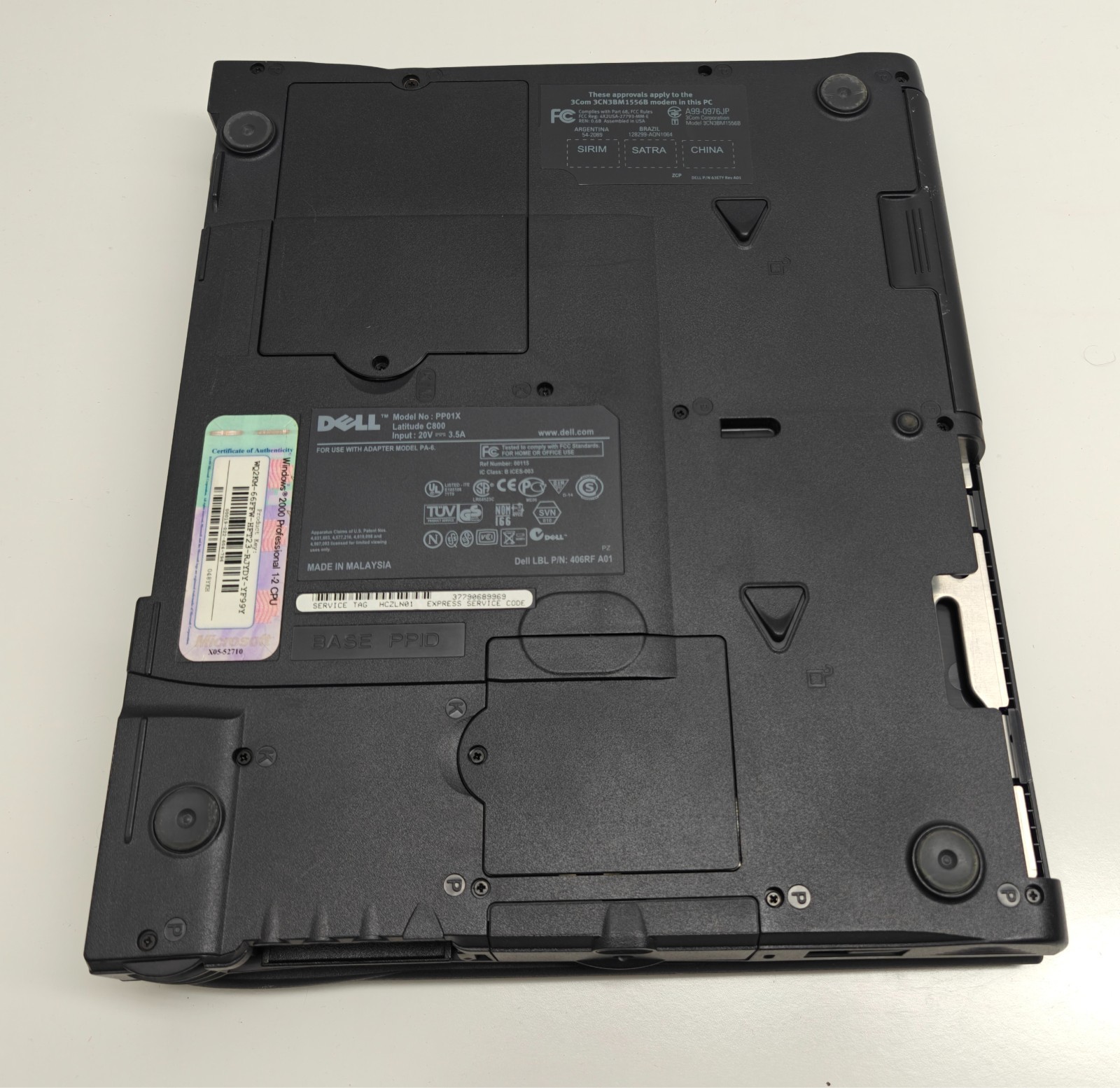 Dell Latitude C800 Intel Pentium III 16MB RAM FOR PARTS OR REPAIR ATI NO HDD CD