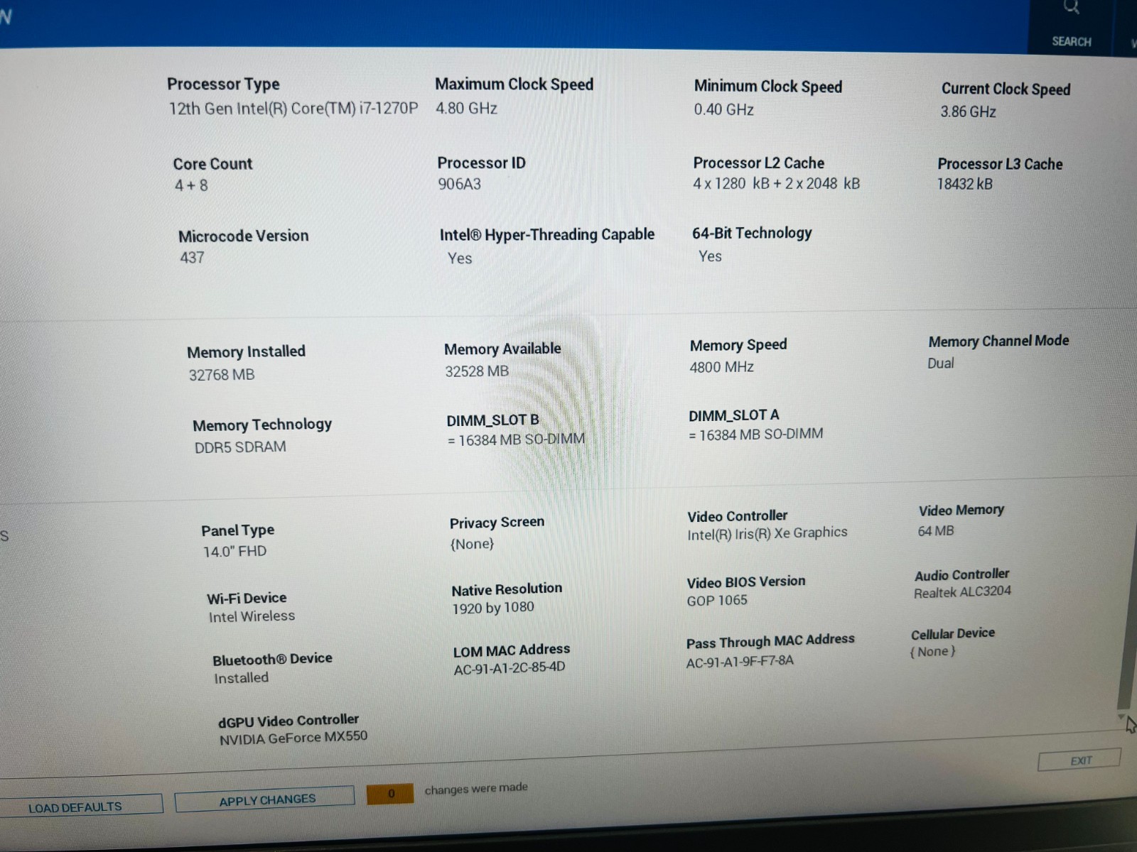 Dell Latitude 5431 Laptop i7-1270P 32GB DDR5 512NVMe GeForce MX550 Win 11 Pro