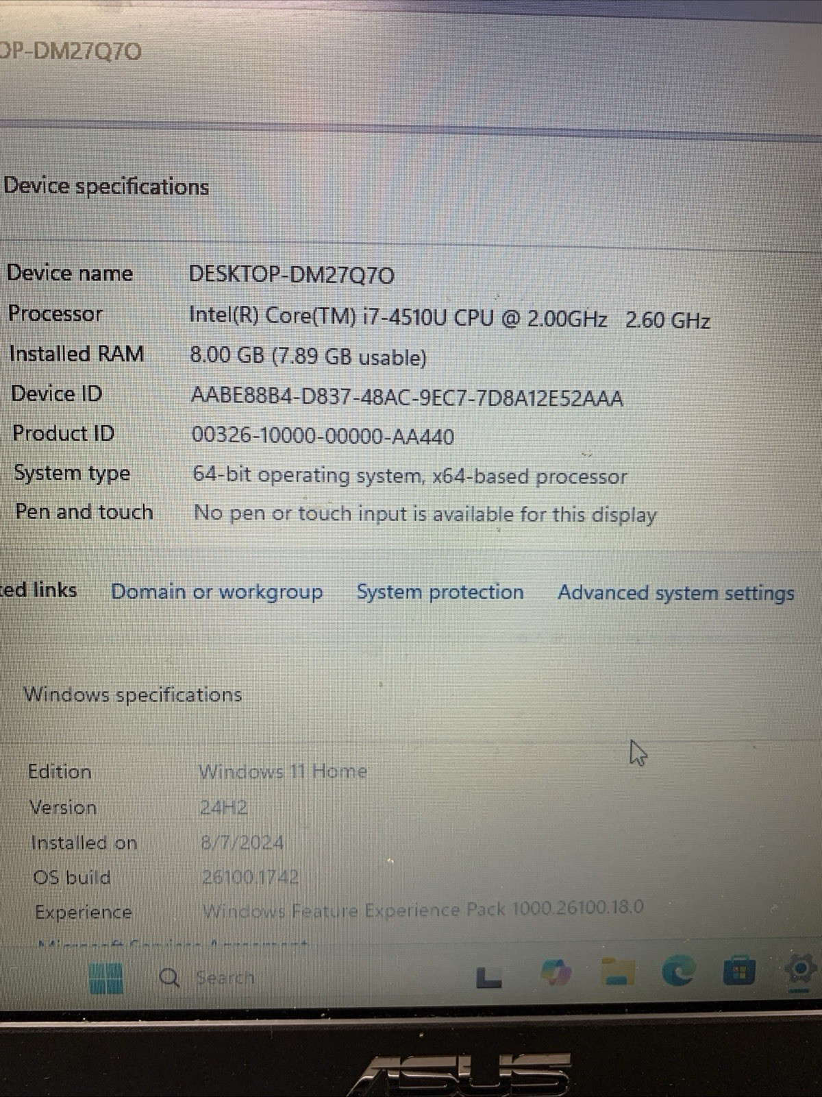 ASUS X555LA Laptop i7-4510U 8GB RAM 1TB HDD DVD RW Win 11