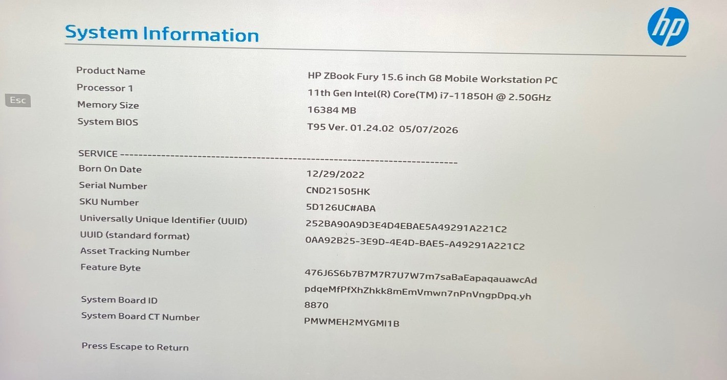 HP ZBook Fury G8 i7-11850H 2.5GHz 16GB 256GB – Nvidia T1200 – Windows 11 -READ!