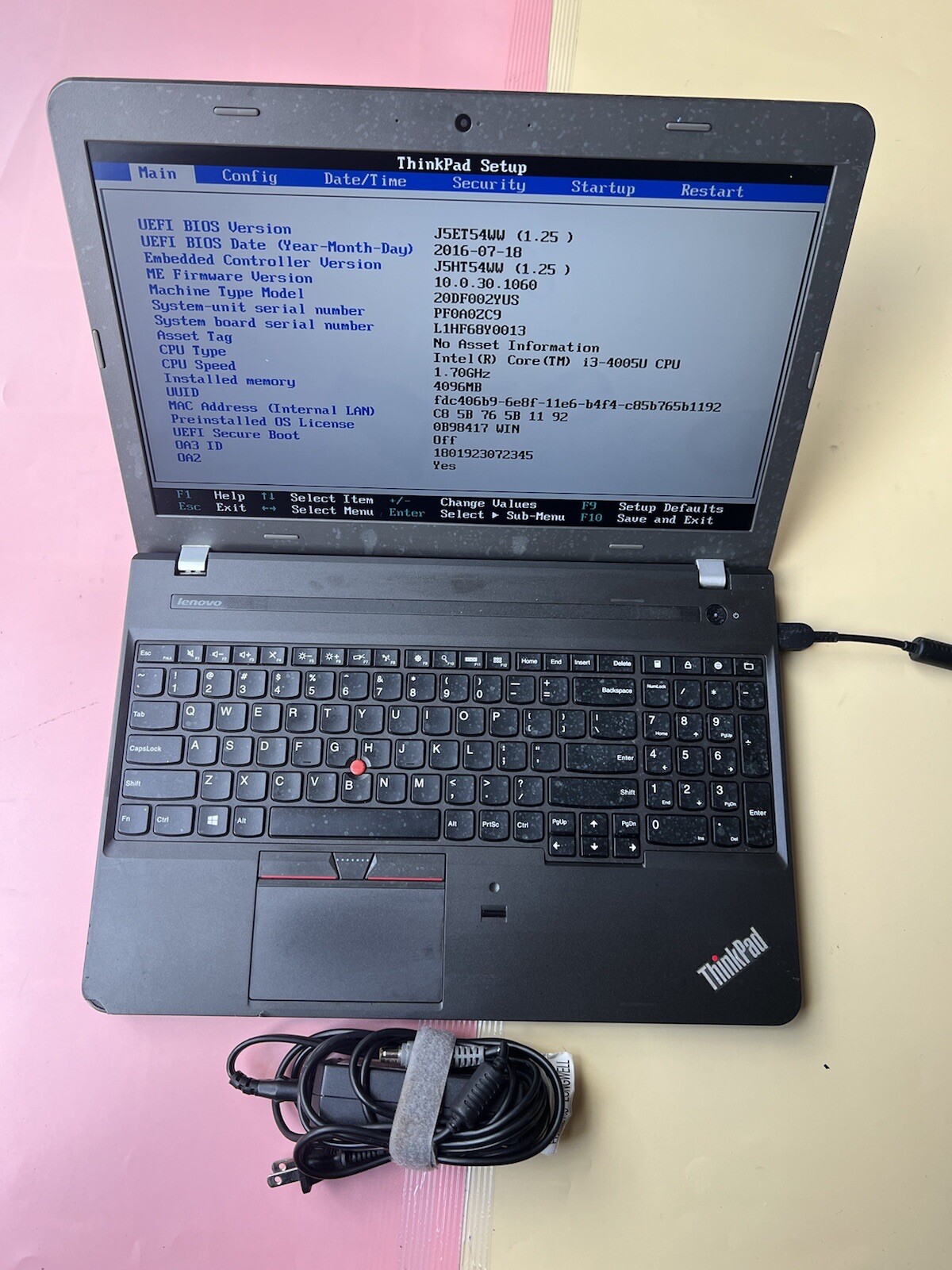 LENOVO THINKPAD EDGE E550 15.6” Core i3-4005U 4GB RAM 500GB HDD WEBCAM 1920X1080