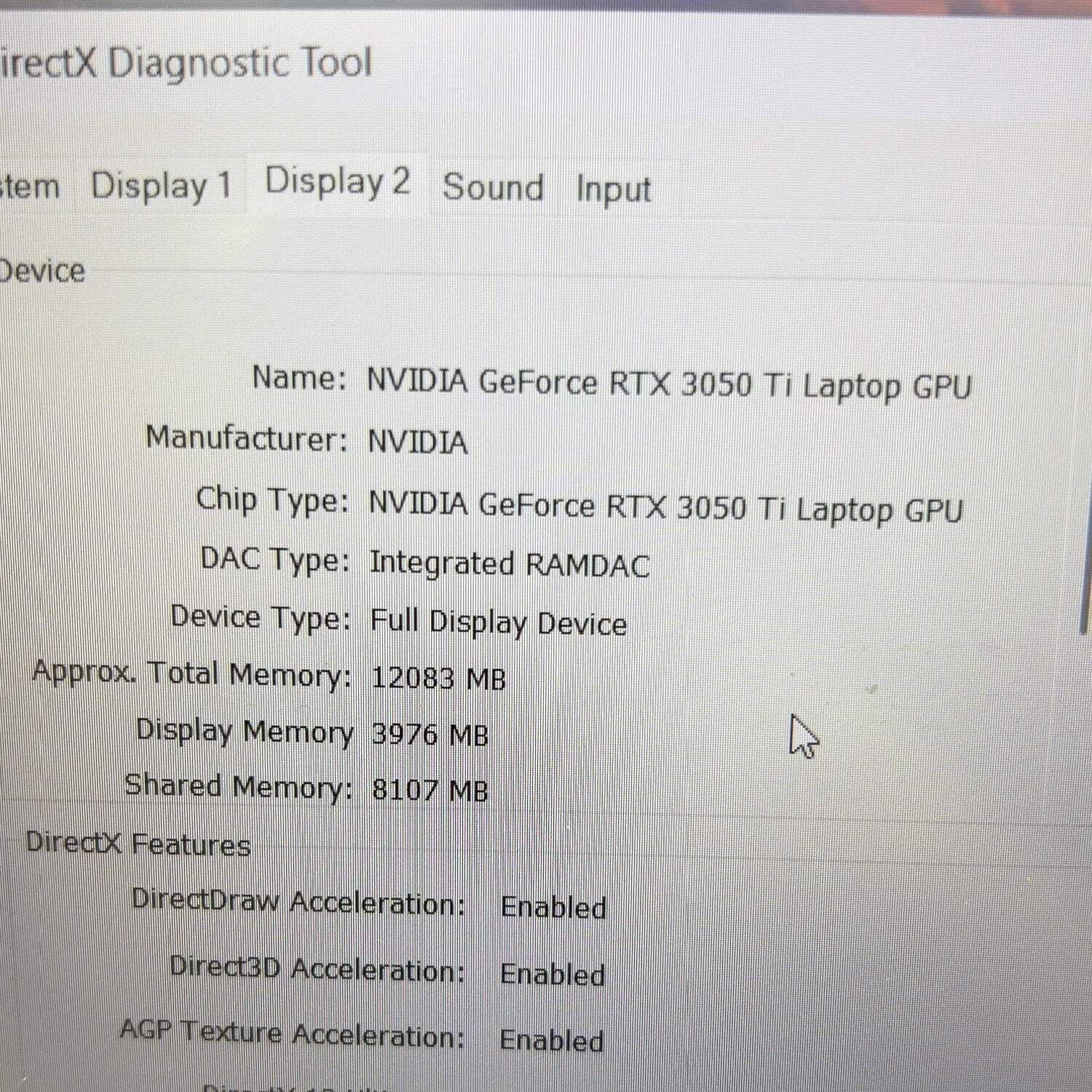 Acer Nitro 5 AN515‑55 i5-10300H 2.5GHz 16GB RAM 512GB SSD GeForce RTX 3050 Ti