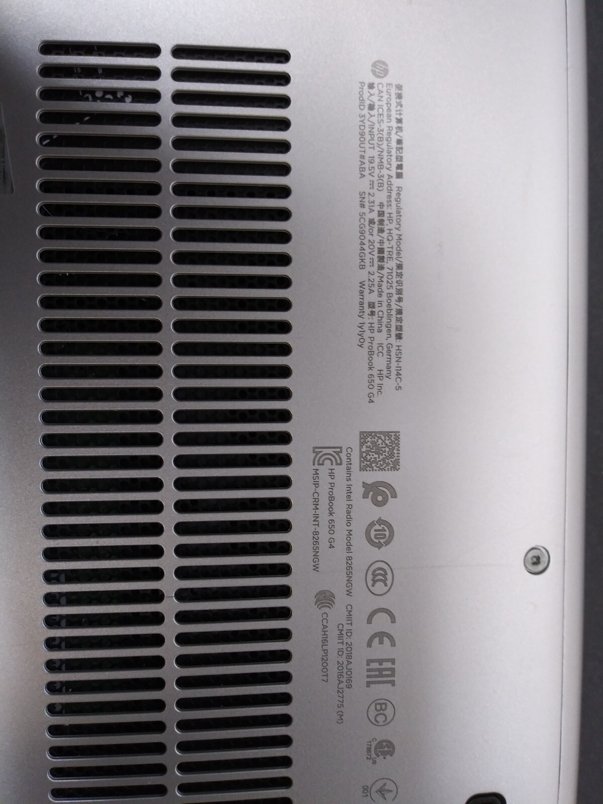 hp probook 650 g4 15.6″ | i5-8250U@1.6GHZ | 8GB RAM | NO OS/CHARGER/HDD
