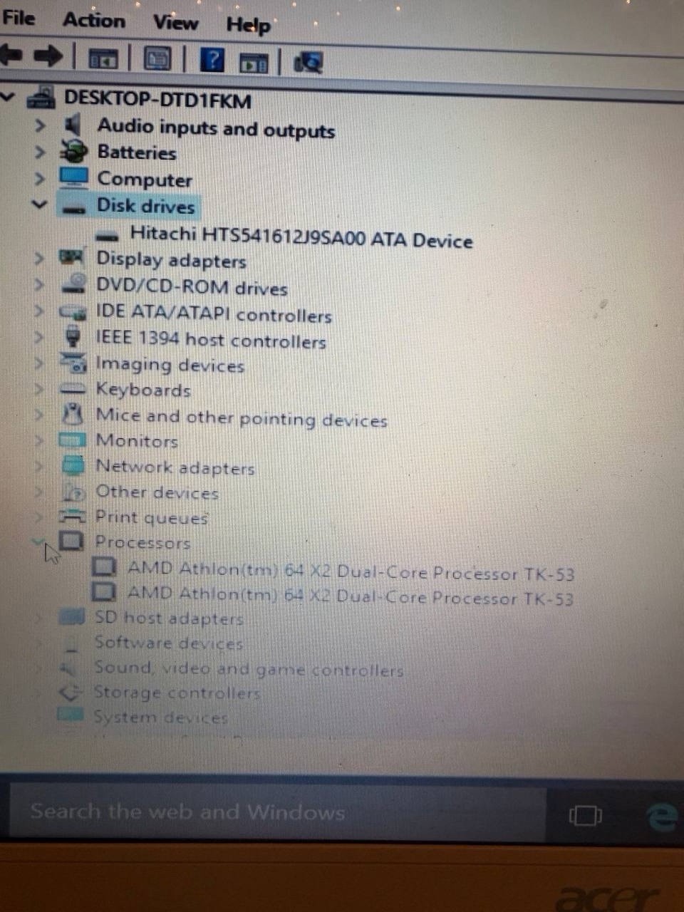 Acer Aspire 4520 Laptop – AMD Athlon X2, 4GB RAM, 120GB HDD, Windows 10 – Works