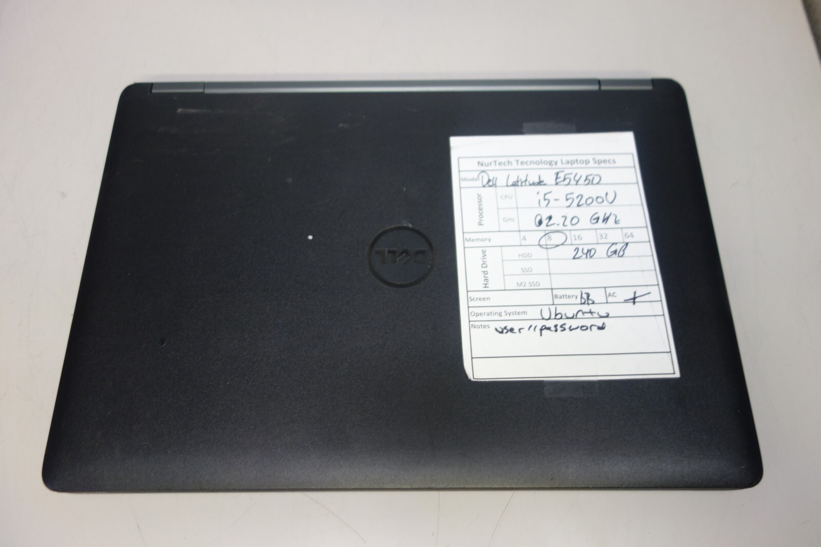 Dell Latitude E5450 14″ i5-5200U 2.2GHz 8GB/240GB UBUNTU Laptop +AC [BADBTRY]