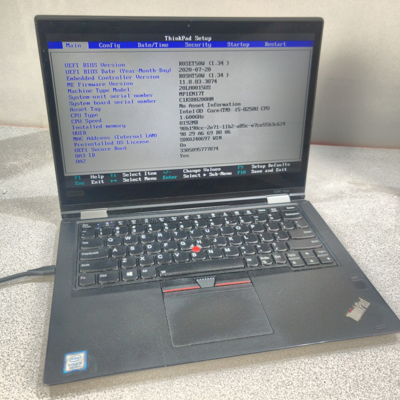 Lenovo ThinkPad X380 Yoga Intel i5-8250U 8GB RAM NO SSD/OS/AC ADAPTER