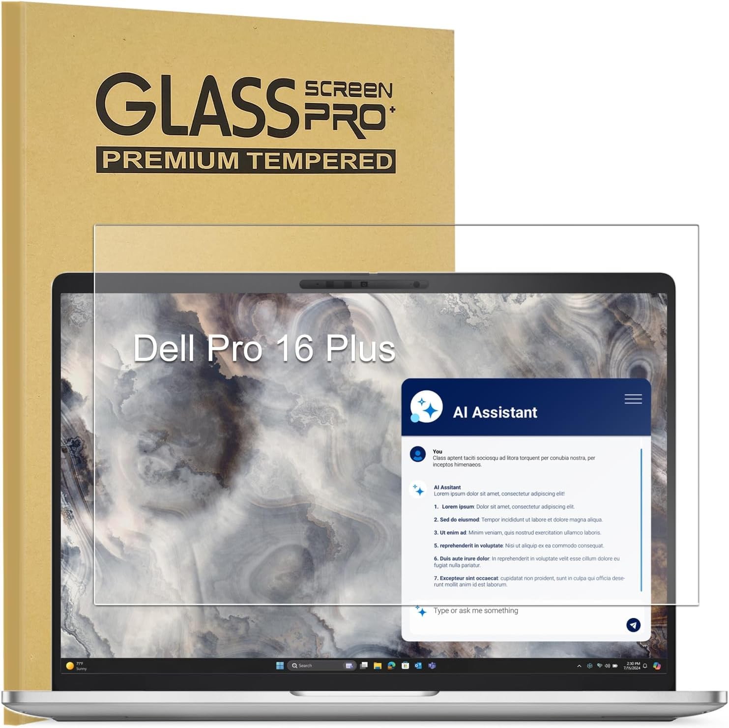 Dell 16-Inch Laptop Tempered Glass Screen Protector, Anti-Scratch, HD Clear, Bub