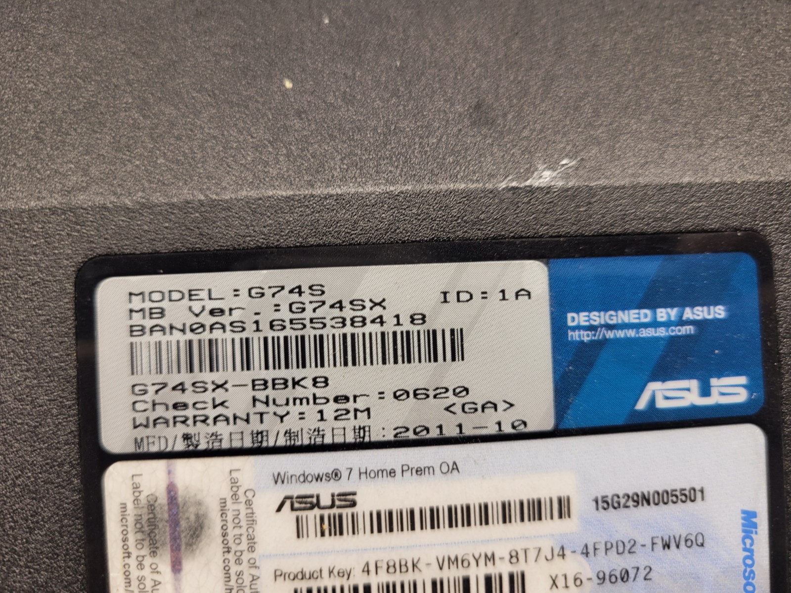ASUS ROG G74SX 17.3″ Laptop Untested as is for parts i7 gtx 560m