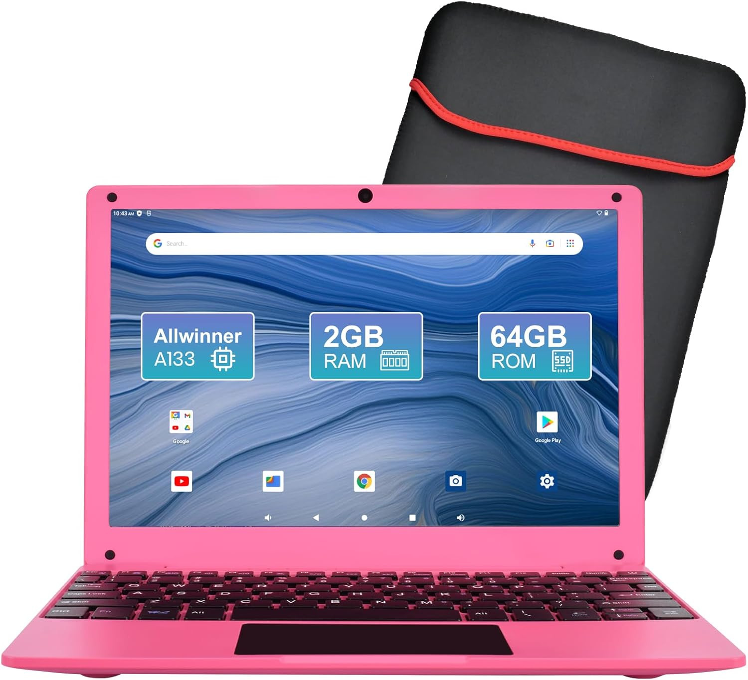 Mini 10.1 Inch Android 12 Laptop Computer, Portable Small Netbook Computer with