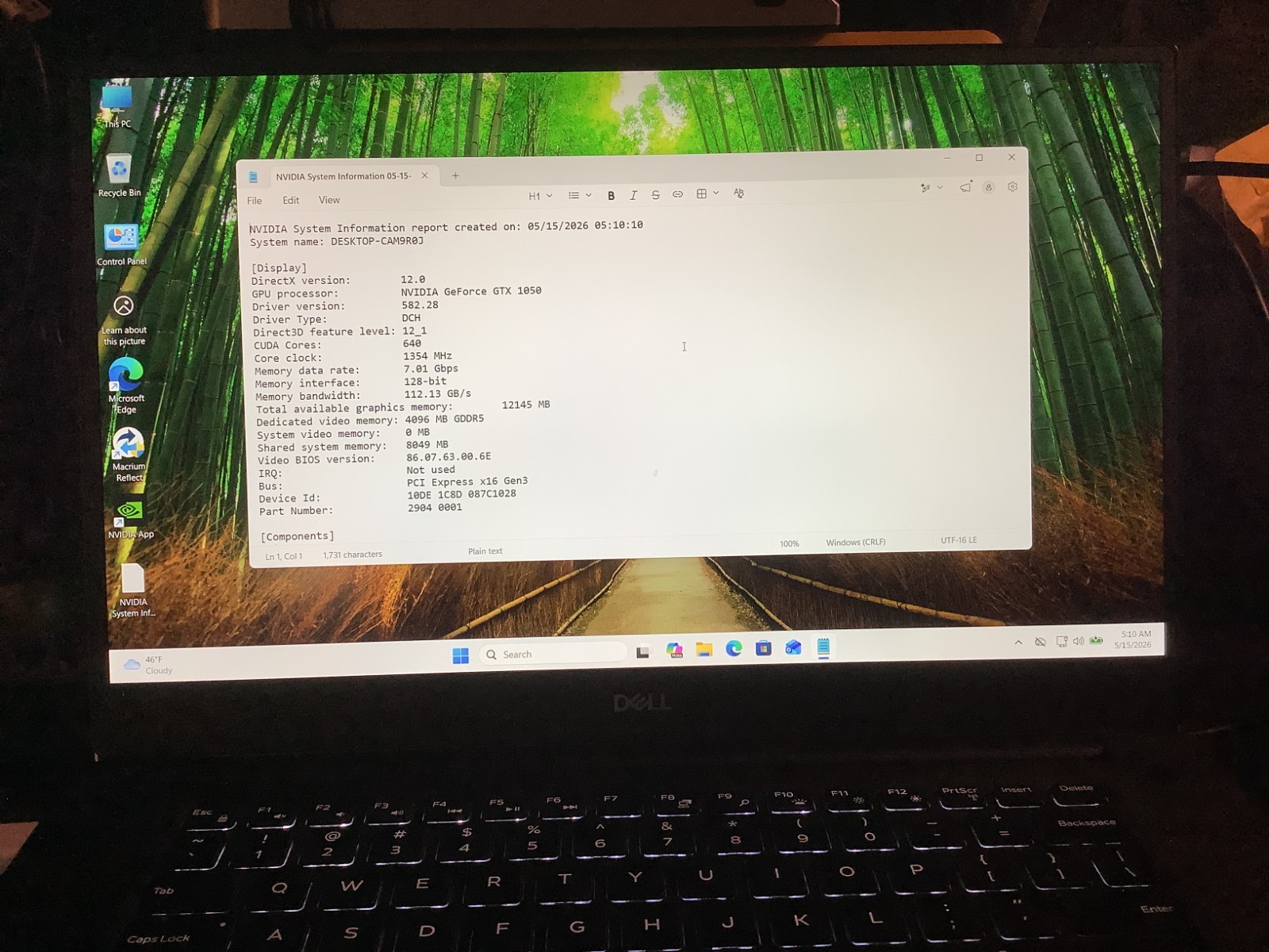 Dell XPS 9570 Gaming-GTX1050, i5-8300H, 16 GB – 512 GB Windows 11 Pro # 1CW33X2