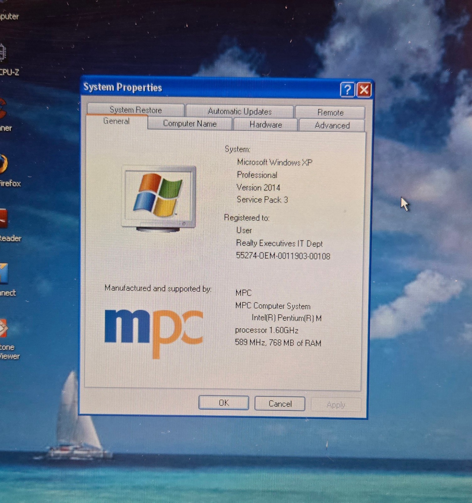 Vintage MPC Transport T2200 (Intel Pentium M @ 1.6 GHz, 768 MB RAM, WinXP Pro)