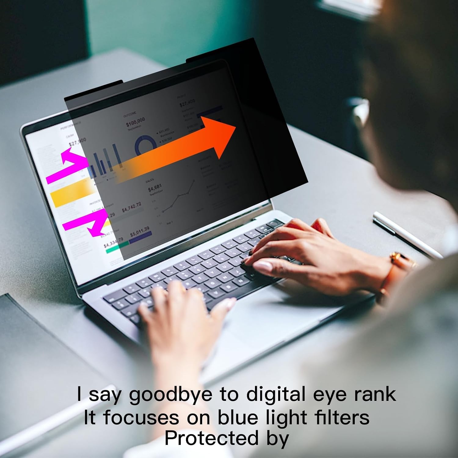 Magnetic Laptop Privacy Screen for 15.6 Inch 16:9, Removable Computer Screen Pri