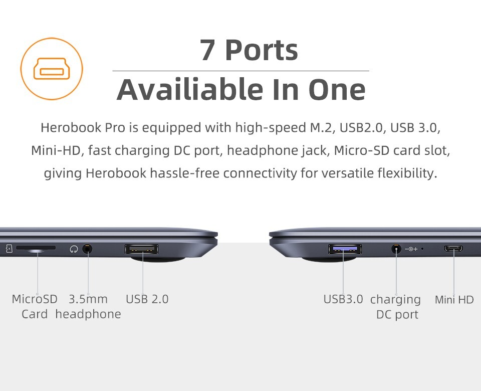 HeroBook Pro 14.1″ FHD Display 8GB RAM 256GB SSD Intel Celeorn N4020 Laptop
