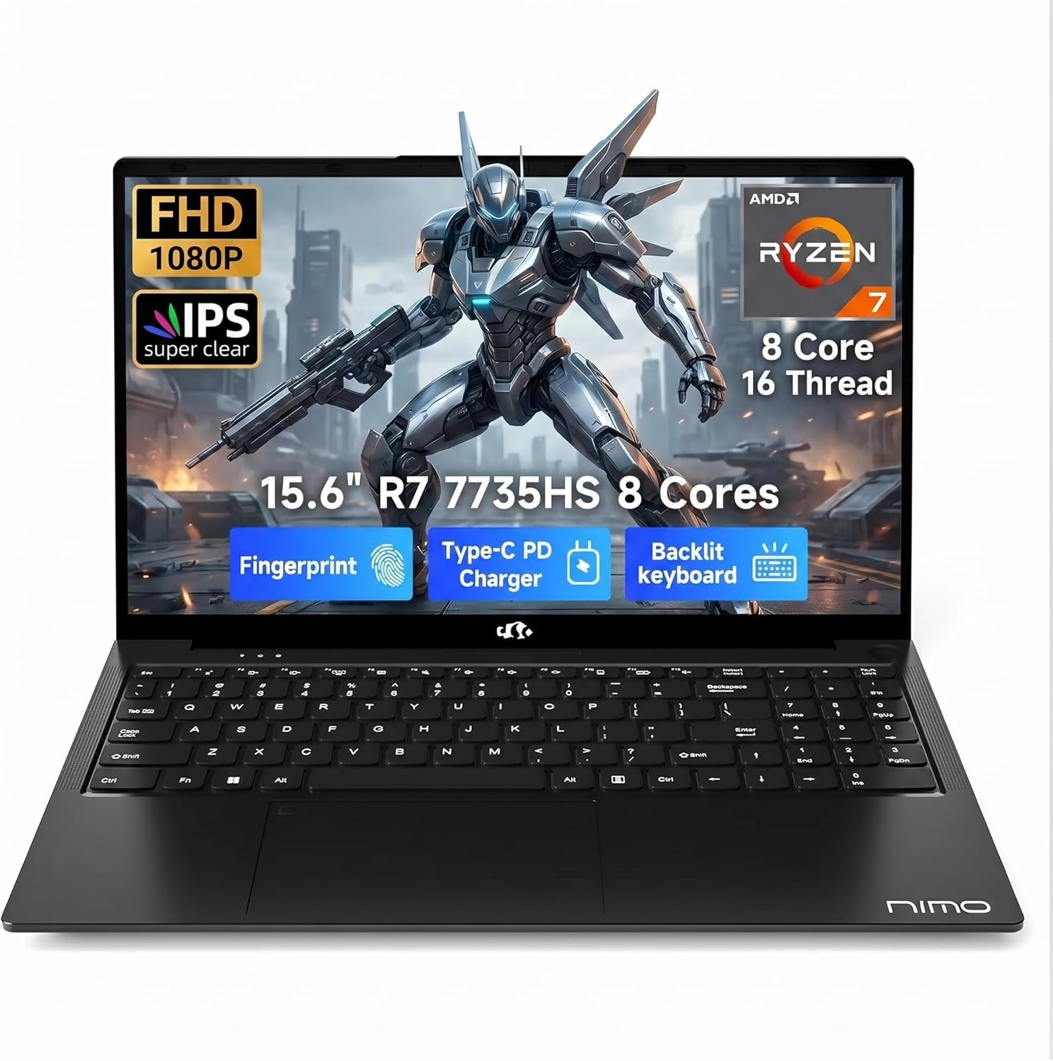 NIMO Gaming Laptop 15.6″ AMD Ryzen 7 7735HS 16/32/64GB DDR5 RAM 256/512GB/1TB