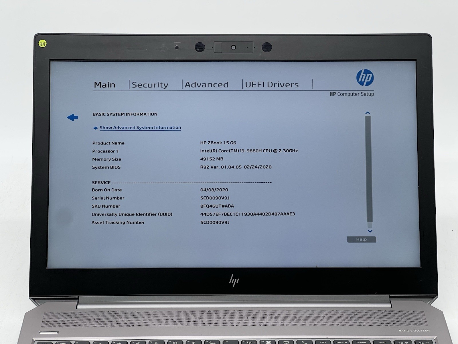 HP ZBook 15 G6, i9-9880H, @2.30GHz, 48GB RAM, 1TB HDD & 512GB NVMe-No OS/AC