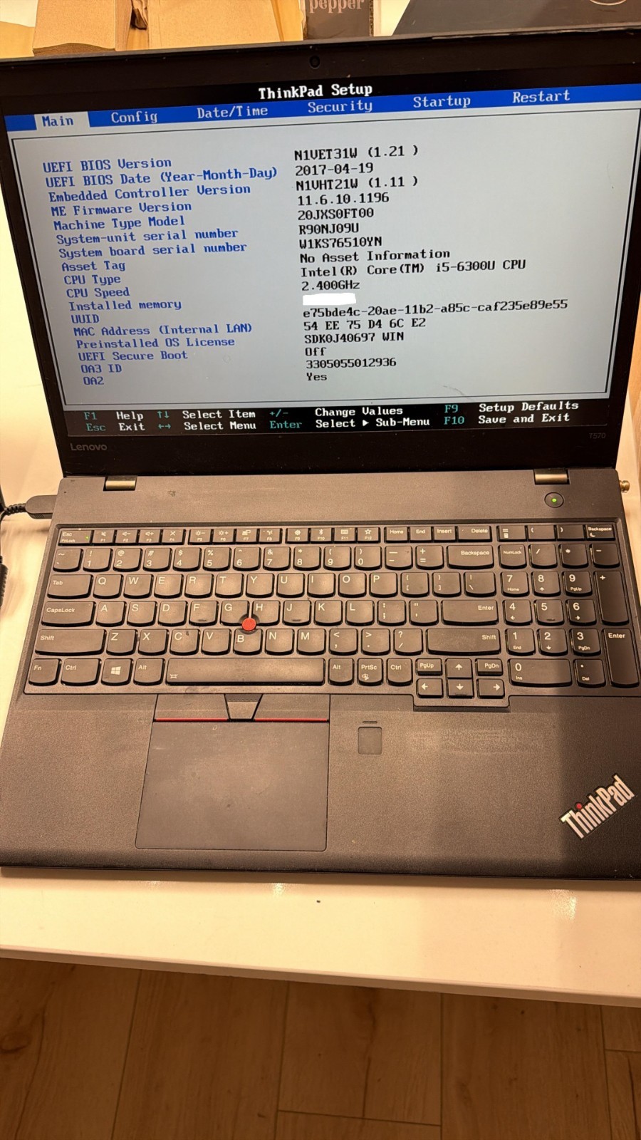 Lot of 40 Lenovo ThinkPad T570 15.6″ Core i5-6300U 8GB RAM 128GB SSD Boots Bios
