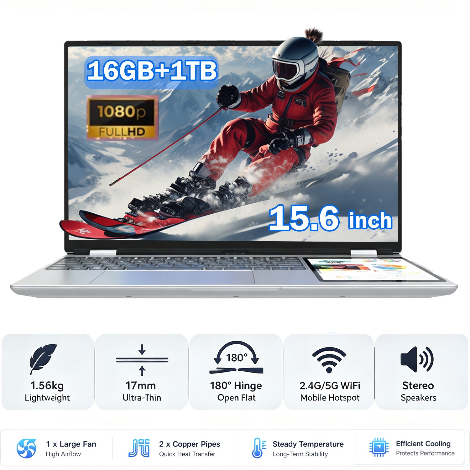 15.6″ Laptop Computer 16GB RAM 2TB SSD with 4 Cores IPS Full HD Business Laptop
