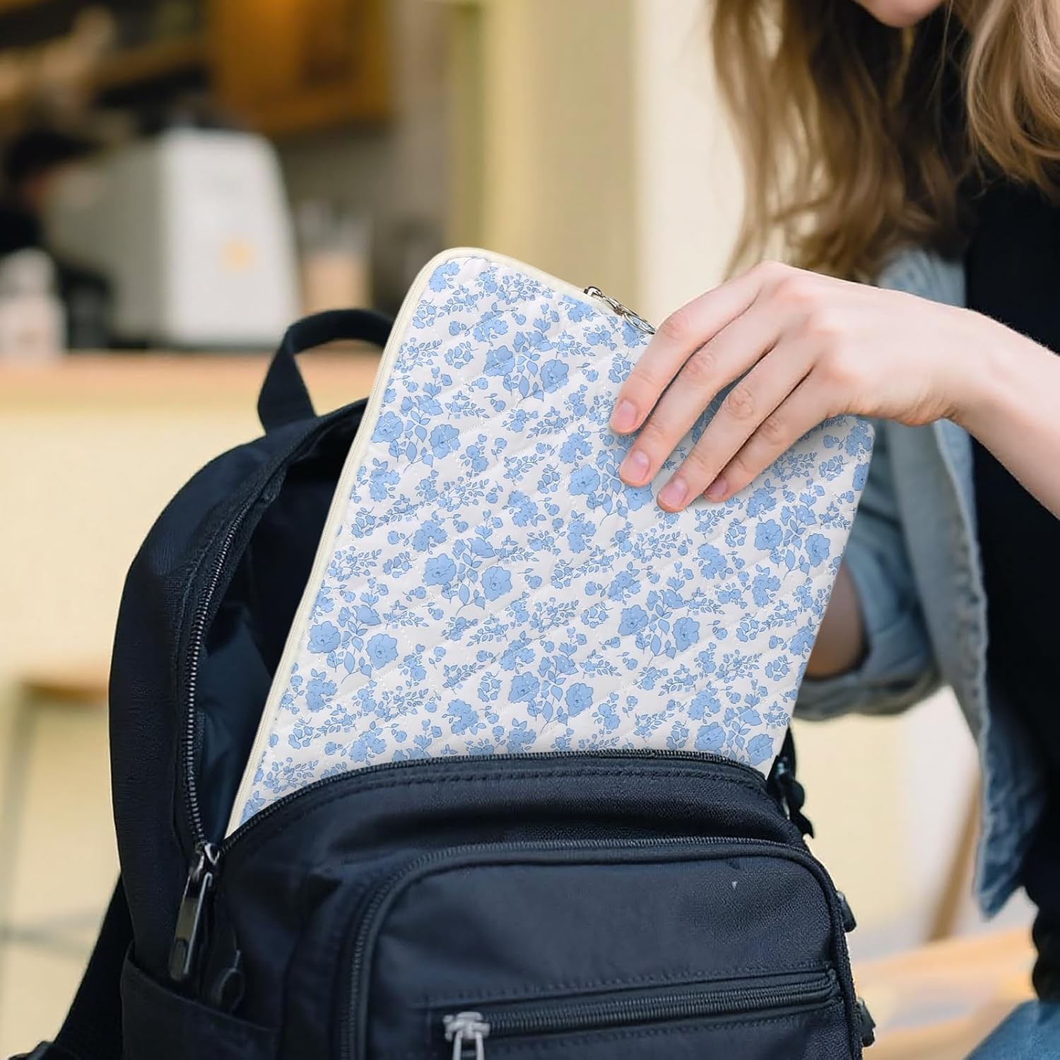 Quilted Floral Laptop Sleeve 13 Inch – Cute Protective Case for Padded Laptops