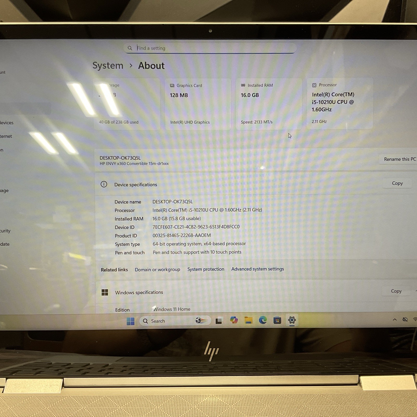 HP Envy 15m Convertible / 16GB Ram / 256GB / Windows 11 / BIG Touchscreen / 61F