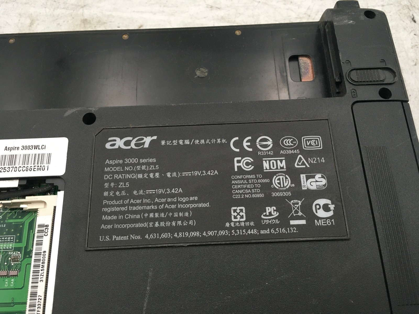 ACER ASPIRE 3000 ZL5 – FOR PARTS/REPAIR – AMD SEMPROM 2800 – NO RAM – READ – BB