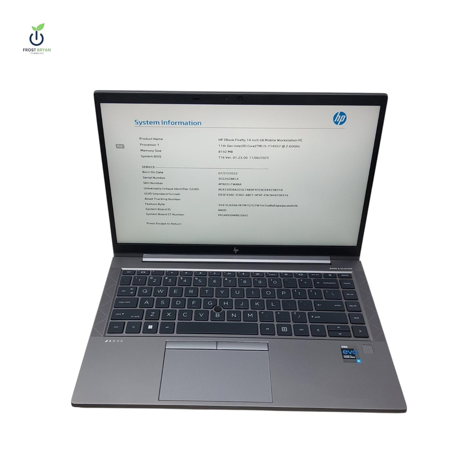 HP ZBOOK FIREFLY 14″ G8 i5-1145G7@2.60GHz 8 GB SSD 256 GB No OS Grade C [READ]