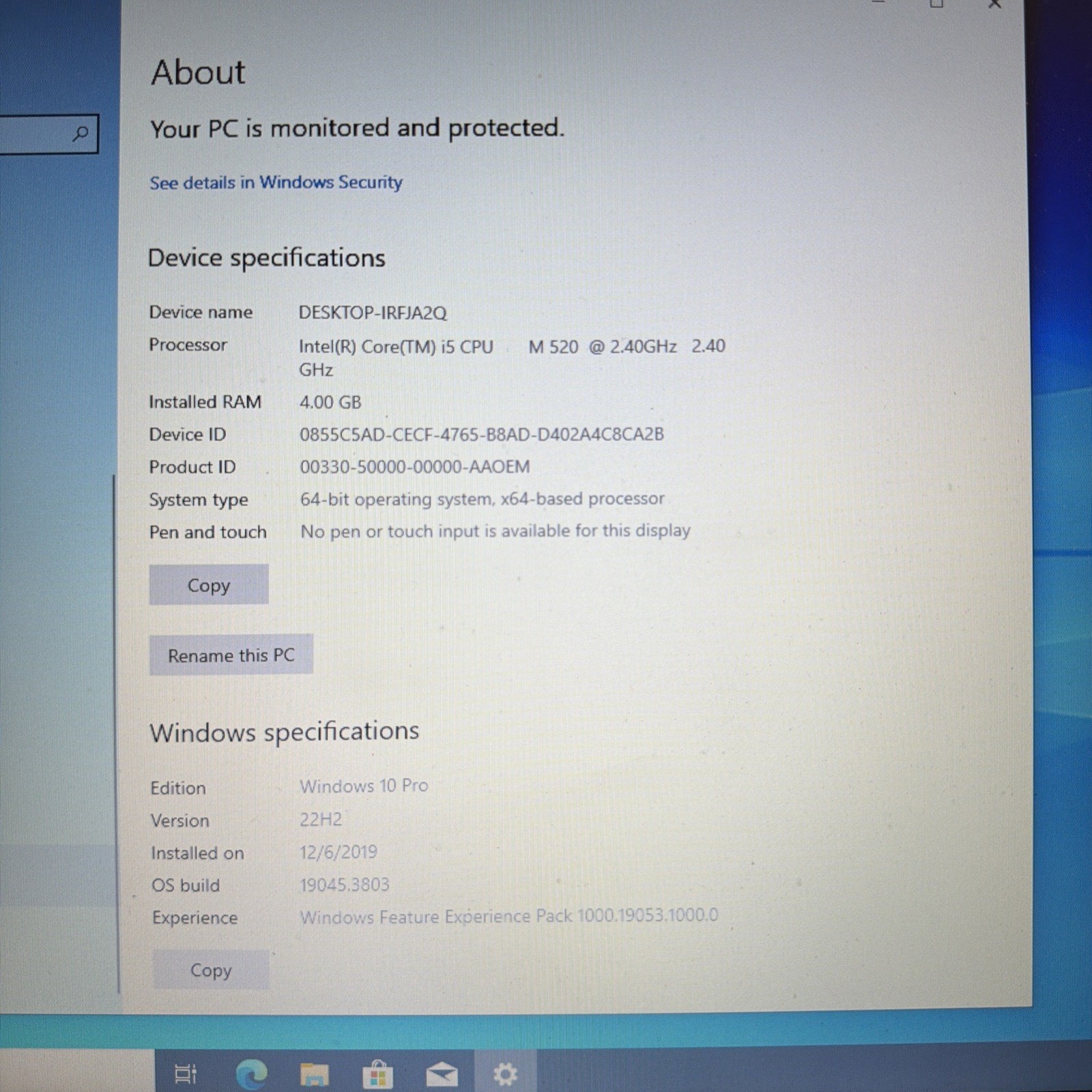 *PARTS DELL PRECISION M6500 INTEL CORE i5 CPU-M520 2.40GHz 4GB RAM 160GB HD