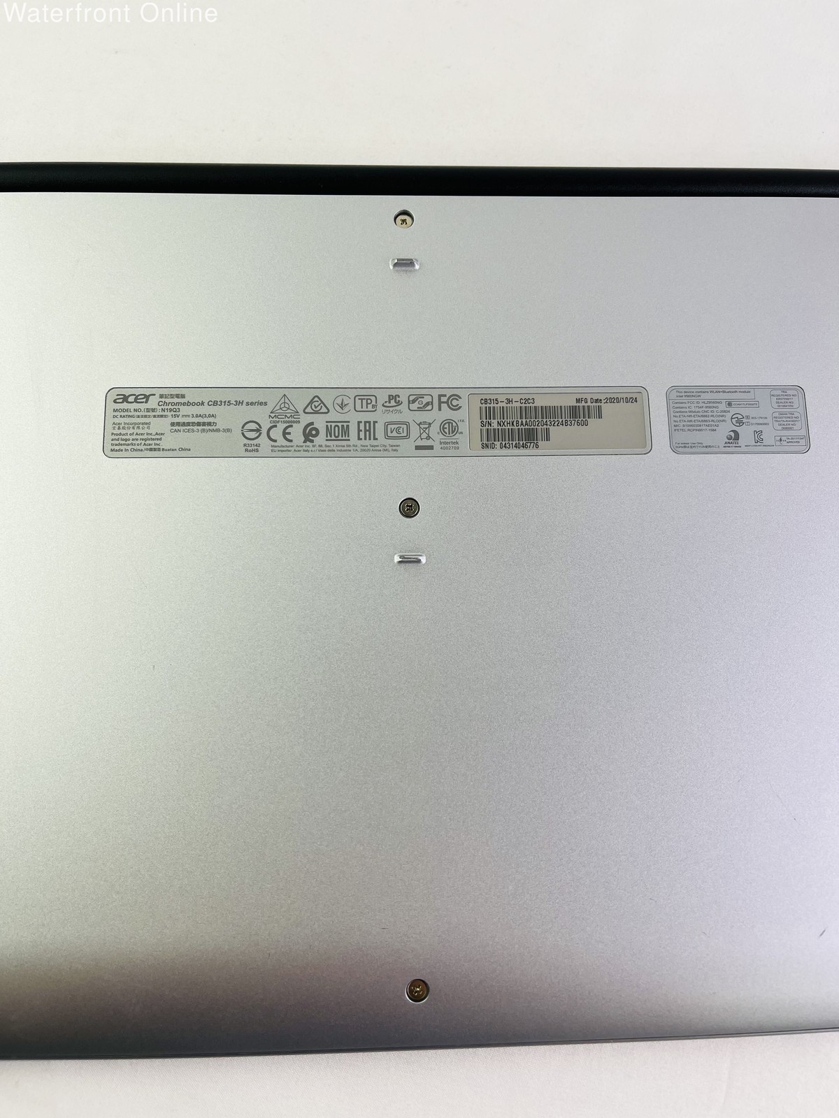 Acer Chromebook 315 15″ N19Q3 with Adapter and Soft Case Powers On