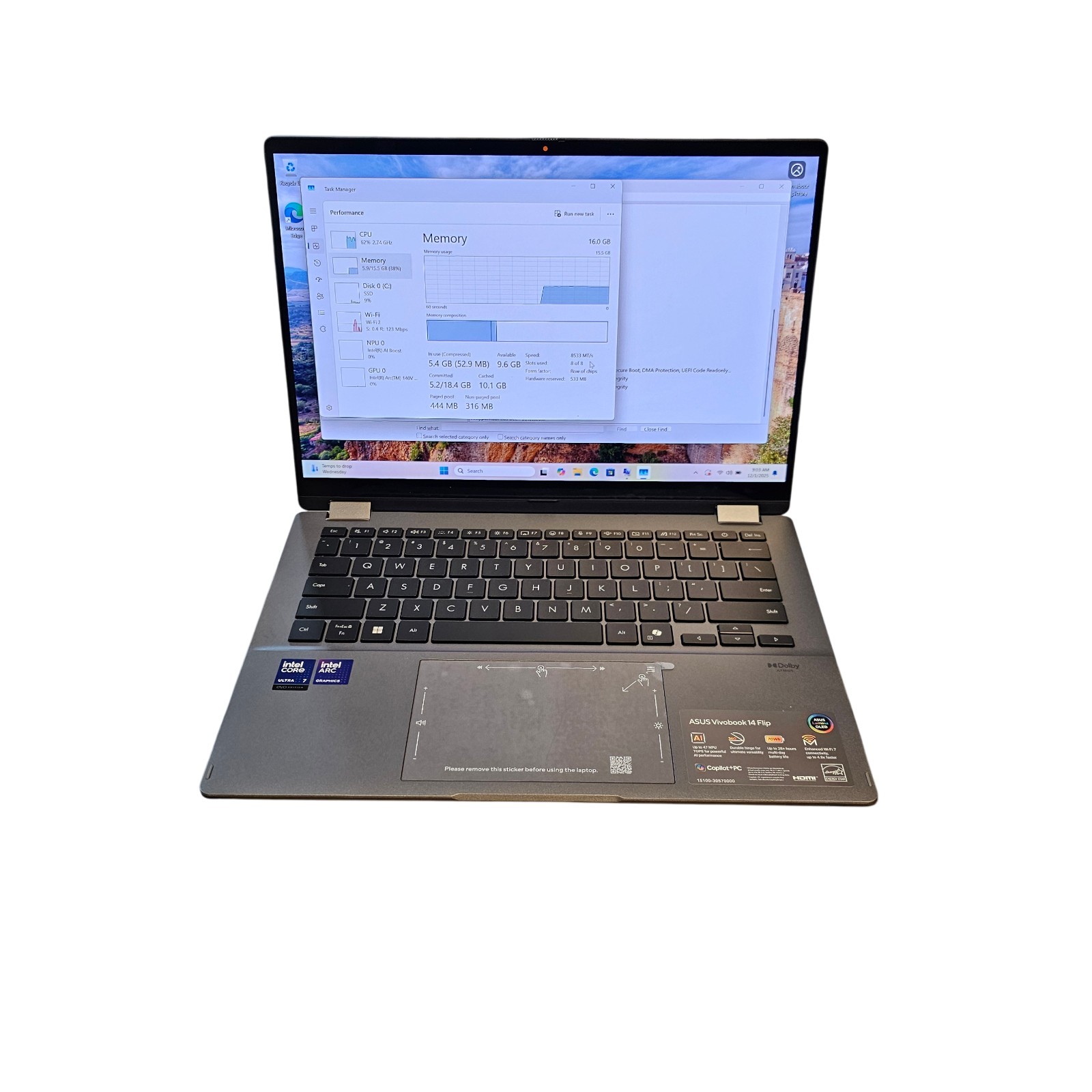 ASUS VivoBook Flip: 14″ OLED Touchscreen, Core Ultra 7 256V, 16GB DDR5, 1TB SSD
