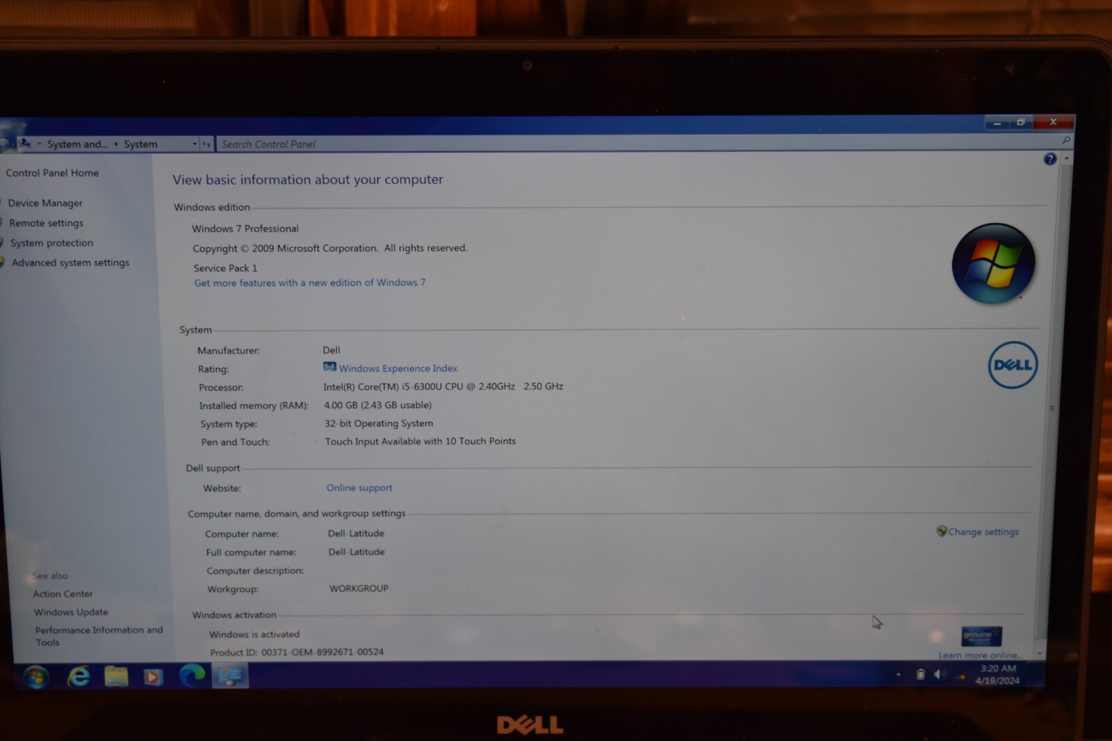 Dell Latitude E7470 Core i5-6300U 512GB SSD Windows 7 Pro 32-bit QHD Touchscreen