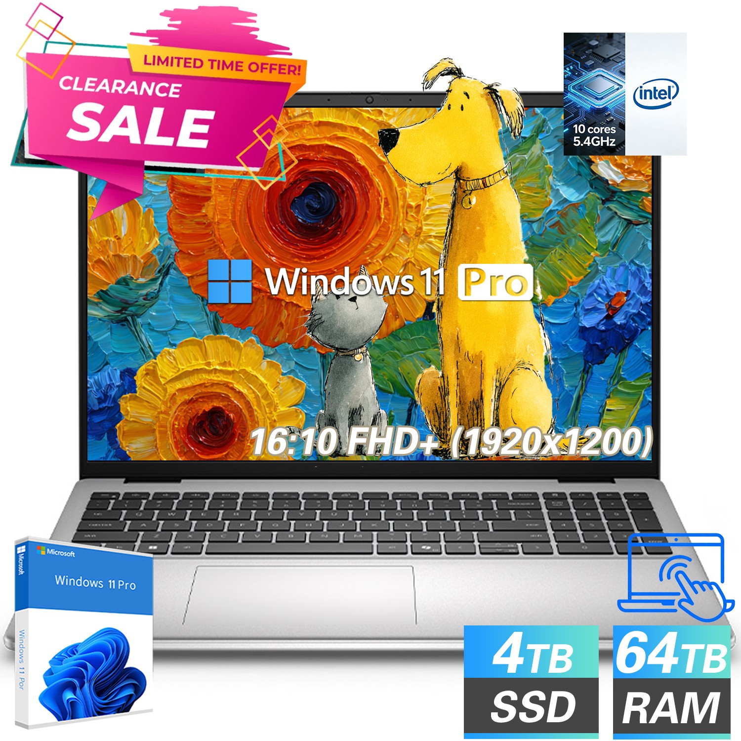 Dell Laptop 16″ FHD Touch Core 7 150U Copilot+ UPTO 64GB RAM 4TB SSD Windows Pro