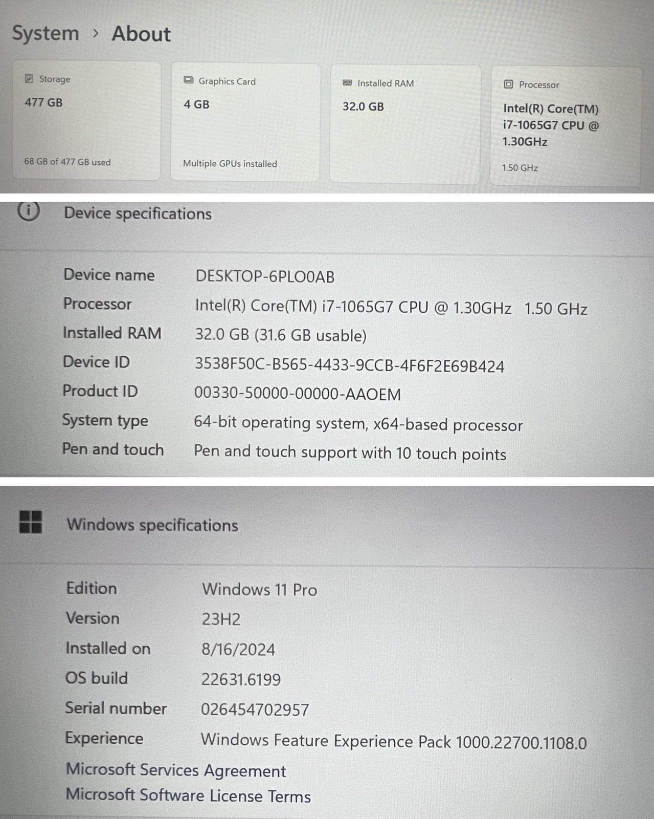 Microsoft Surface Book 3 13.5 QHD+ TOUCH i7-1065G7 1.30GHz 32GB 512GB SSD