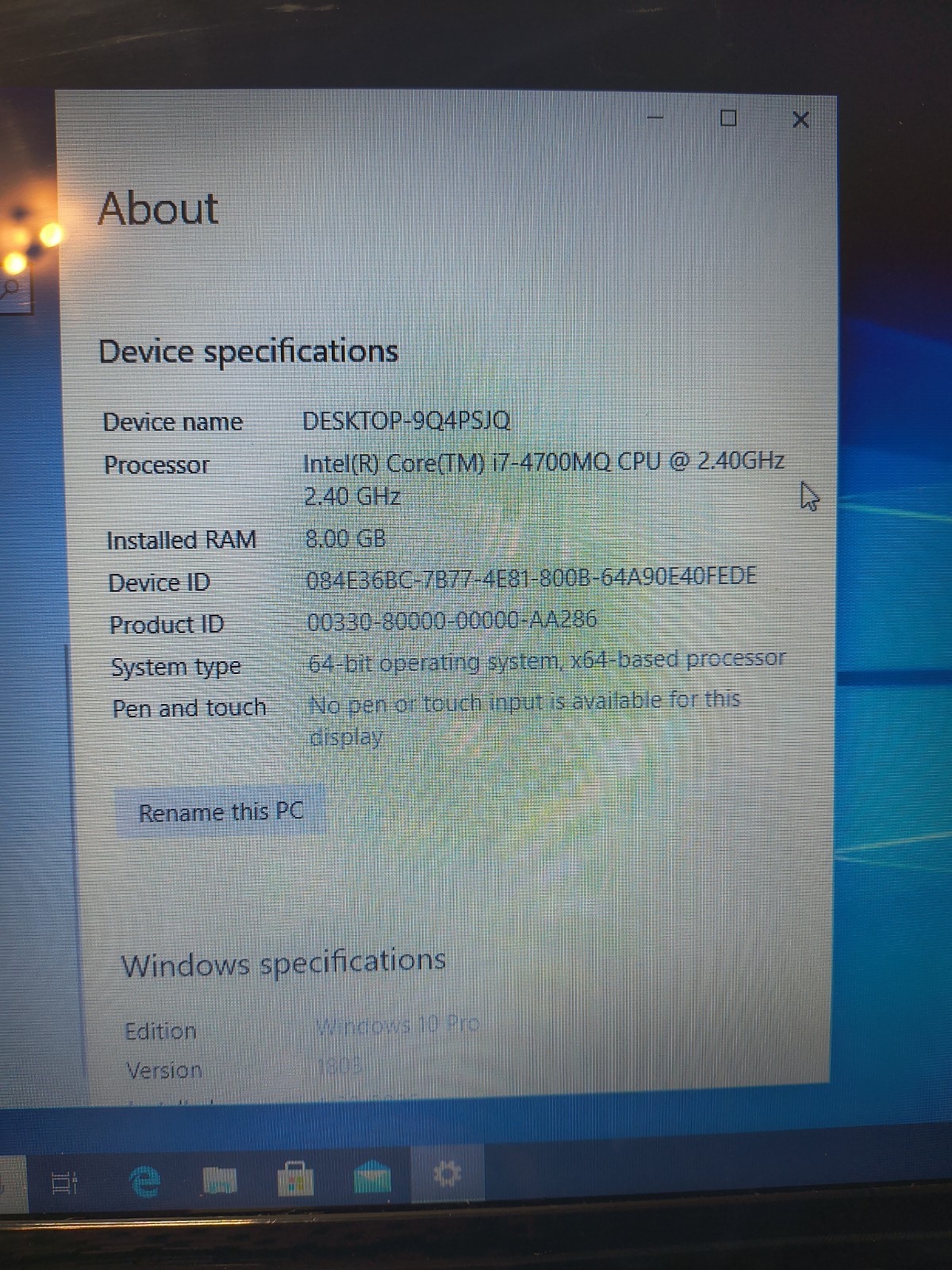 Toshiba Satellite S55-A i7-4700MQ 2.4GHz 8GB 180GB SSD Windows 10 Fast boot