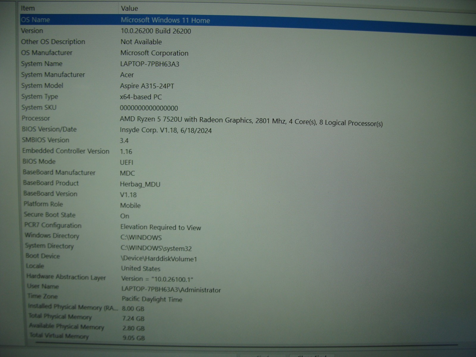 Acer Aspire A315-24PT 15.6″FHD TOUCH AMD Ryzen 5 7520U 2.8Gh 8GB 512GB W11H +PA