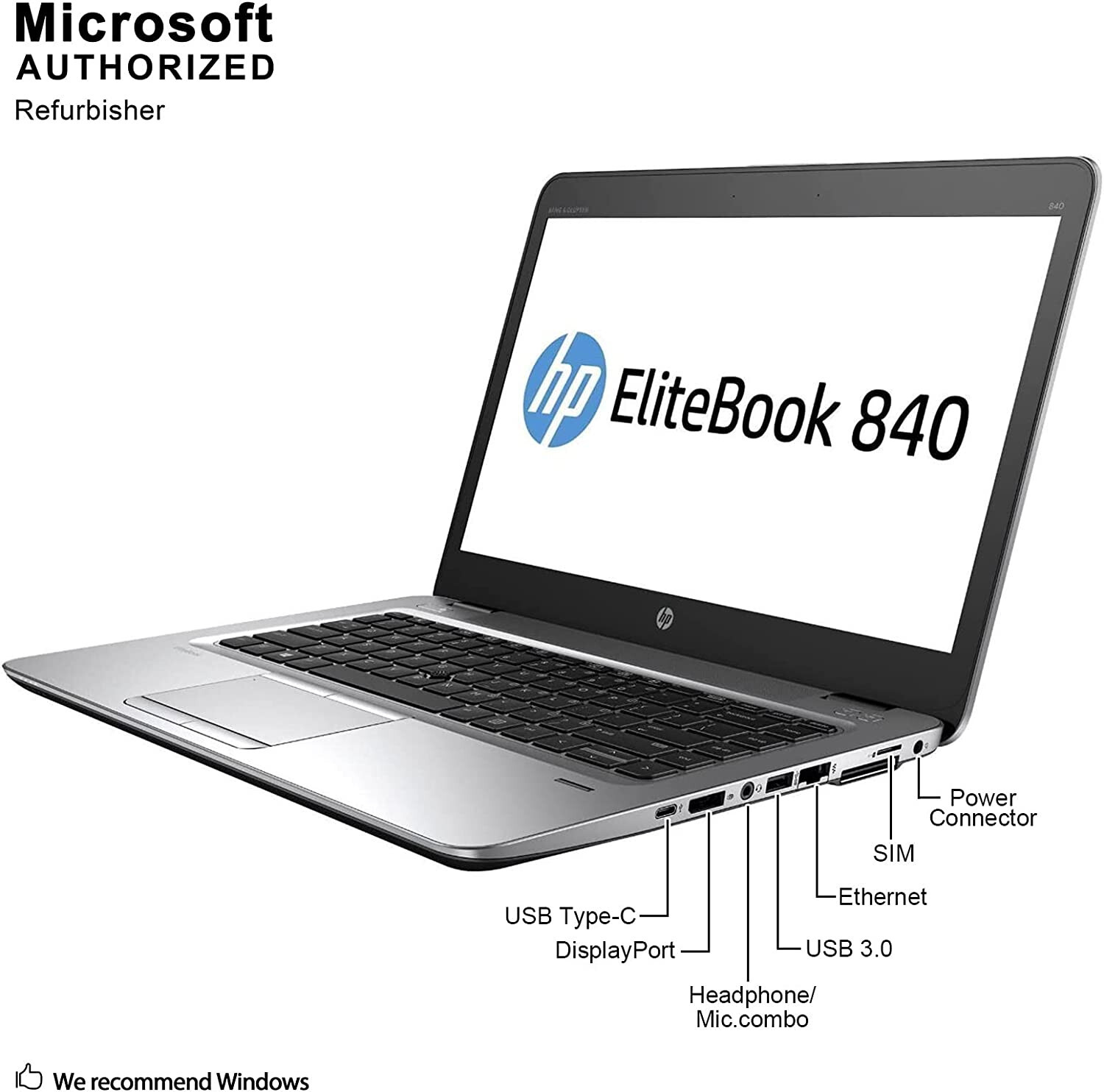 HP EliteBook 840 G3 14″ Intel Core i5 6300U 2.40GHz 16GB RAM 256GB SSD Win 10 Pr
