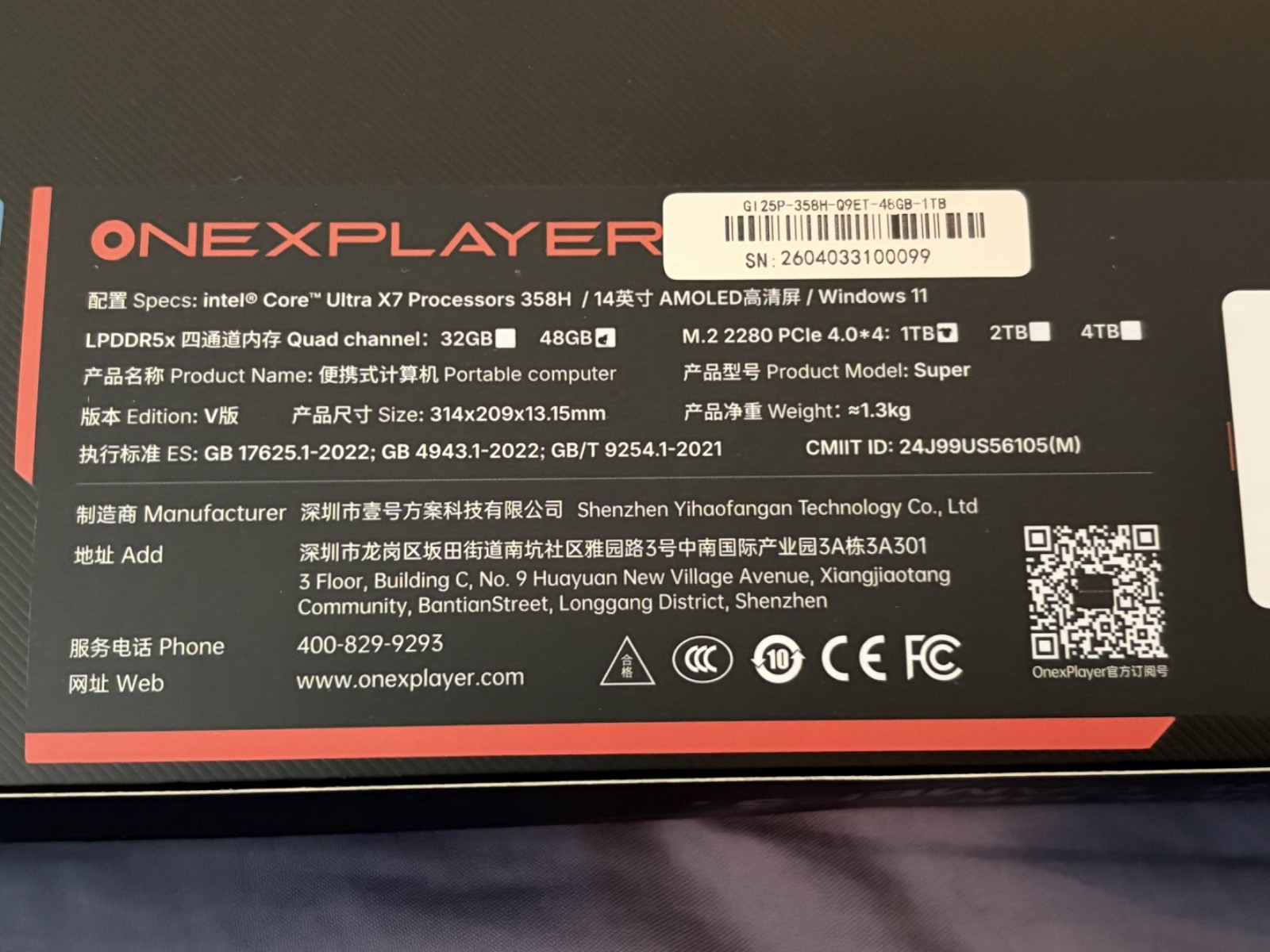OneXPlayer Super V 14″ OLED 2IN1 Tablet Laptop Intel Ultra X7 358H 48GB+1TB