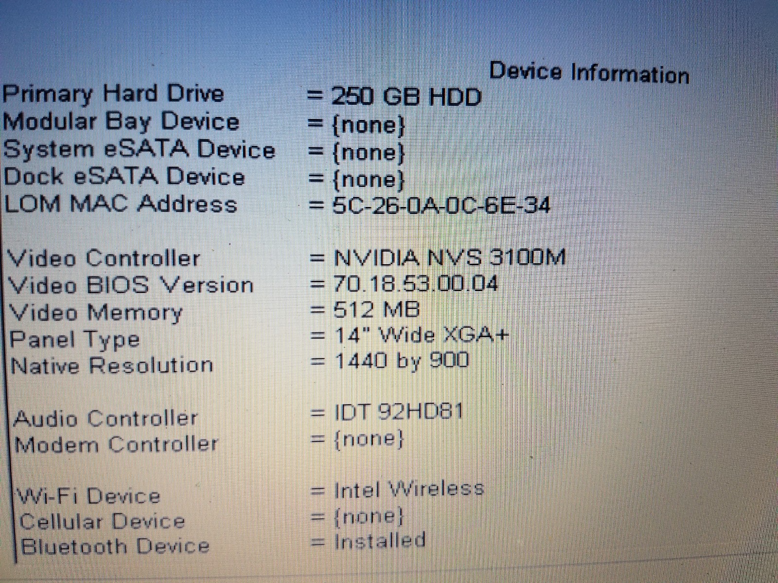 Dell Latitude E6410 Laptop-Boots to Bios-No Battery-No ODD-READ