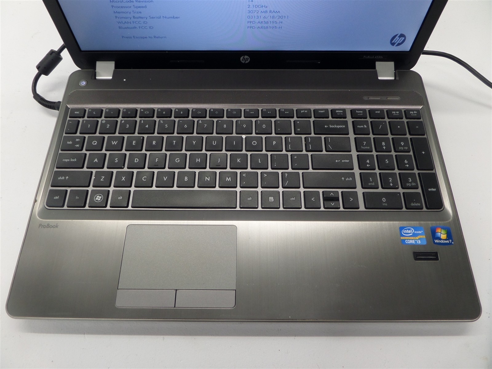 HP ProBook 4530s 15.6″ Core i3-2310M 2.10 GHz 3GB RAM Laptop No HDD/OS