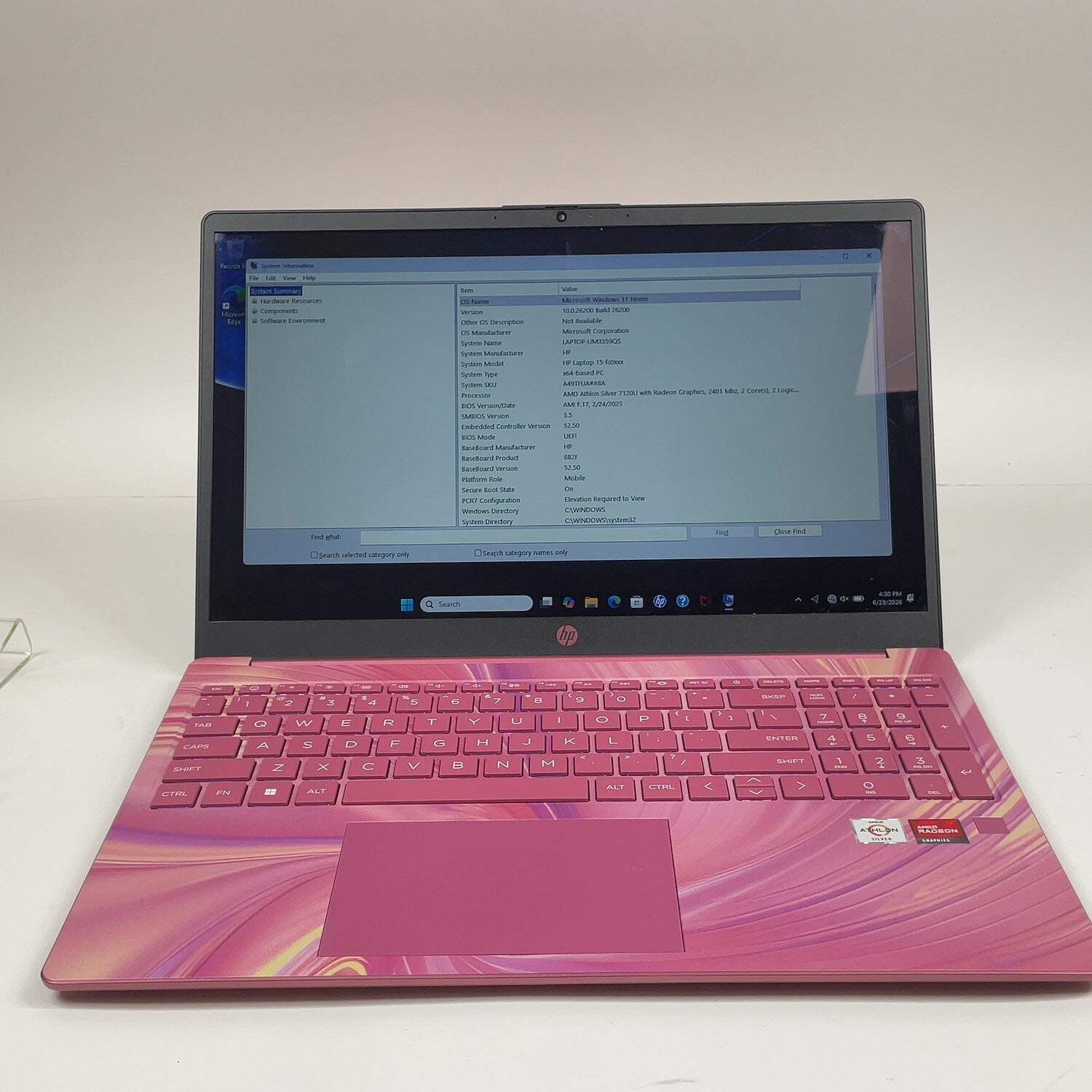 HP Laptop 255 G10 15.6″ Athlon Silver 7120U 2.4GHz 4GB RAM 128GB SSD